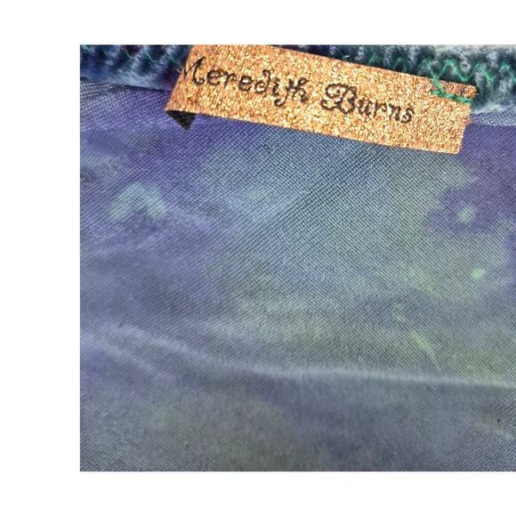 Meridith Burns Bias Cut Crushed Velvet Skirt Tie Dye Side Slit Greens Purples m - Picture 4 of 4